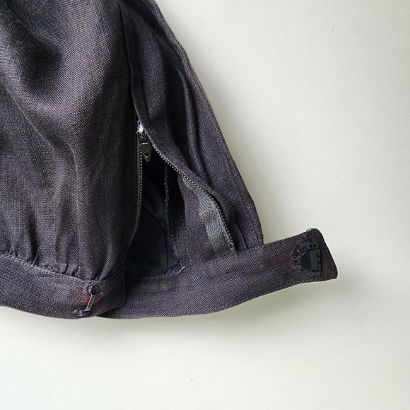 Vtg Women's Linen Midi Skirt ILGWU Black Side Zip USA Sz 12 - Picture 10 of 13